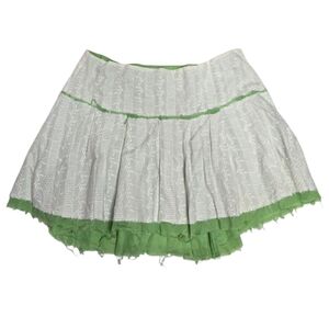Y2K Vintage coquette eyelet lace raw hem tiered low rise circle mini skirt M
